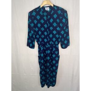 Vintage VLP Petites Secretary Dress Women Small Navy Teal 90s Corpcore Office